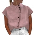 thumbnail image 1 of Birdeem Chemise Décontractée d'Été pour Femme, Ample, à Boutons, en Coton et Lin, Col Montant, 1 of 7