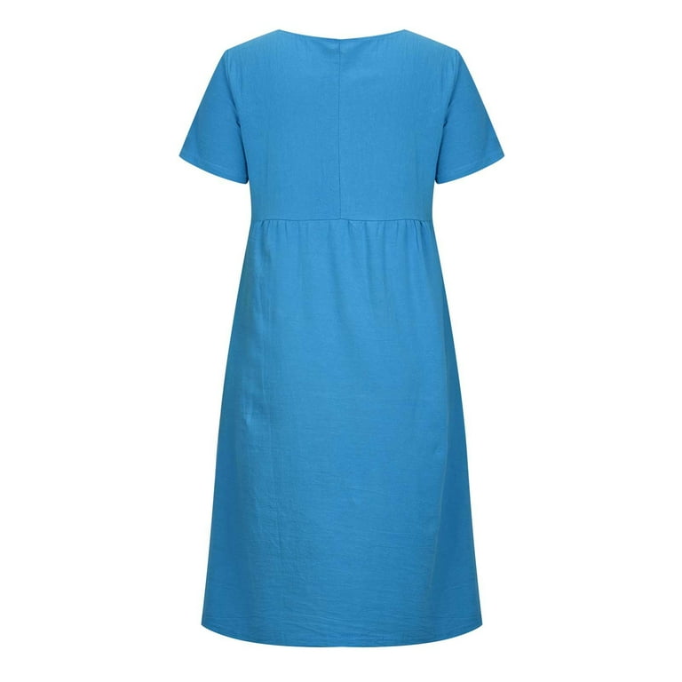 Summer 2024 Women's Swing Full Midi Dress, Short Sleeve Summer 2024 Women's Swing Full Midi Dress, Short Sleeve
