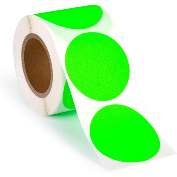 300pcs Neon Green Dot Sticker Label Roll, 2" Diameter, Labels for Inventory, Color Code Labels, Organization Stickers, 300/roll