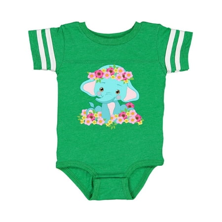 

Inktastic Cute Baby Elephant with Flowers Gift Baby Boy or Baby Girl Bodysuit