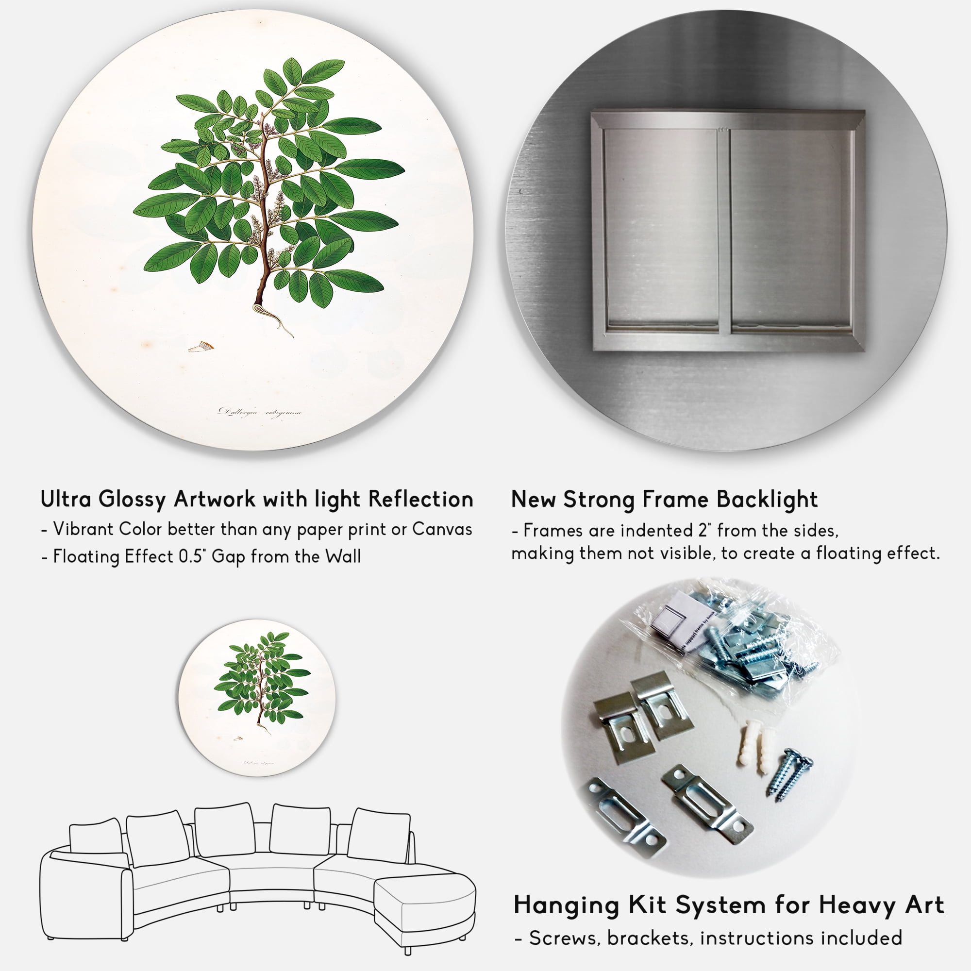 Designart 'Ancient Plant Life XX' Farmhouse Circle Metal Wall Art 11x11 - Disc of 11