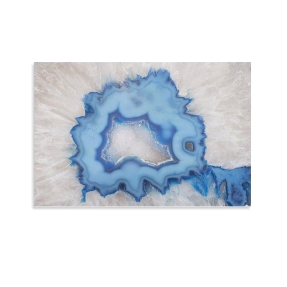 Beautiful Slice Blue Agate Geode Geo Blue Photo Print Wall Art, Cross Section Agate Ripples Crystal Poster for Room Aesthetics Canvas Wall Art Poster And Print
