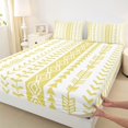 thumbnail image 4 of jejeloiu Bright Geometric Bed Sheets For Girls,Boho Tribal Full Size Sheets,Yellow White,4-Piece,1 Flat Sheet, 1 Fitted Sheet and 2 Pillowcases, 4 of 6
