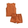 thumbnail image 3 of Douhoow 2 Pcs Baby Boys Summer Outfits Infant Solid Color Round Neck Tank Tops + Drawstring Shorts, 3 of 9