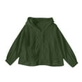 thumbnail image 4 of FRSASU Women's Thin hoodies Slim Zip Up Hoodie Fashion Solid Color Casual Jacket Coat Army Green L(L), 4 of 4