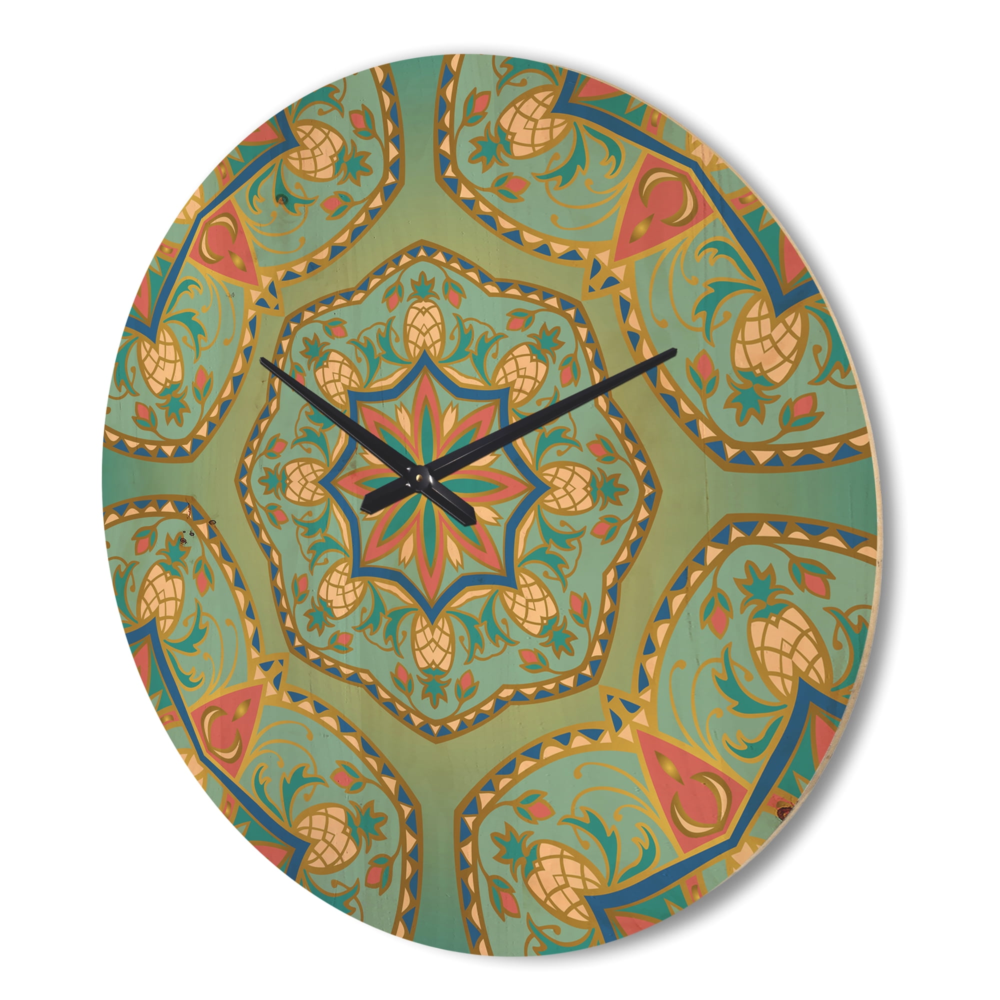 Designart 'Pinapple Ornament Oriental Mandala' Vintage Wood Wall Clock