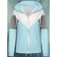 thumbnail image 6 of Qiylii Women Hooded Windbreaker, Color Block Elastic Cuffs Smooth Zipper Tops, 6 of 9