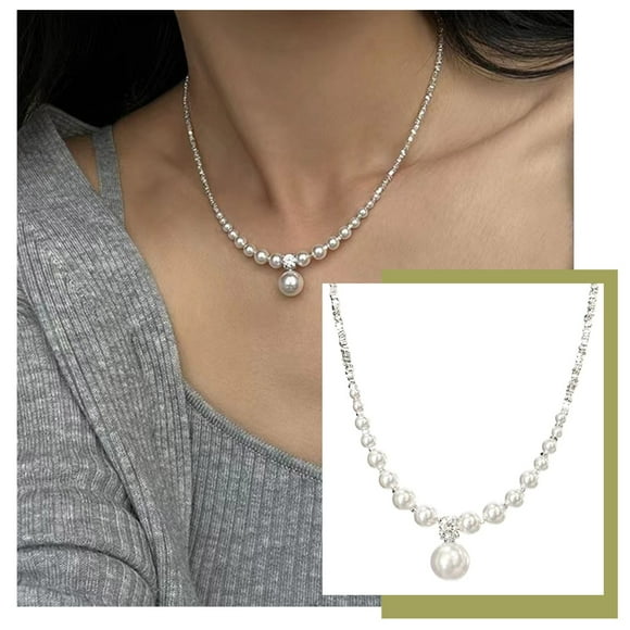 Broken Silver Pearl High End Feeling Light Women's New Necklace Collarbone Chain Net Red Necklace Jewelry Pendant Trendy Necklaces for Women