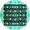 thumbnail image 1 of Ahgly Company Indoor Round Oriental Turquoise Blue Traditional Area Rugs, 6' Round, 1 of 4