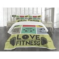 thumbnail image 3 of Ambesonne Fitness Quilted Bedspread Set 3 Pcs, Modern Words in Frames Art, Queen Size, Multicolor, 3 of 5