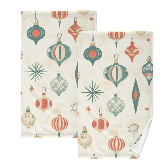 Christmas Balls Hand Towels Cotton Bath Towels Large Face Towels Absorbent for Bathroom 2 Packs