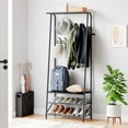 thumbnail image 1 of EDTara Wooden Coat Rack with Shoe Bench, Sturdy Shoe Rack Organizer for Hallway, Mudroom, Bedroom, 1 of 7