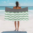 thumbnail image 3 of Beach Towel Green Waves Bath Pool Towels Grey Chevron Stripe Absorbent Beach Towel Soft Large Quick Dry Lightweight Camping Travel Sports Yoga Gym Swim Towels for Adult 35x70 Inch, 3 of 9