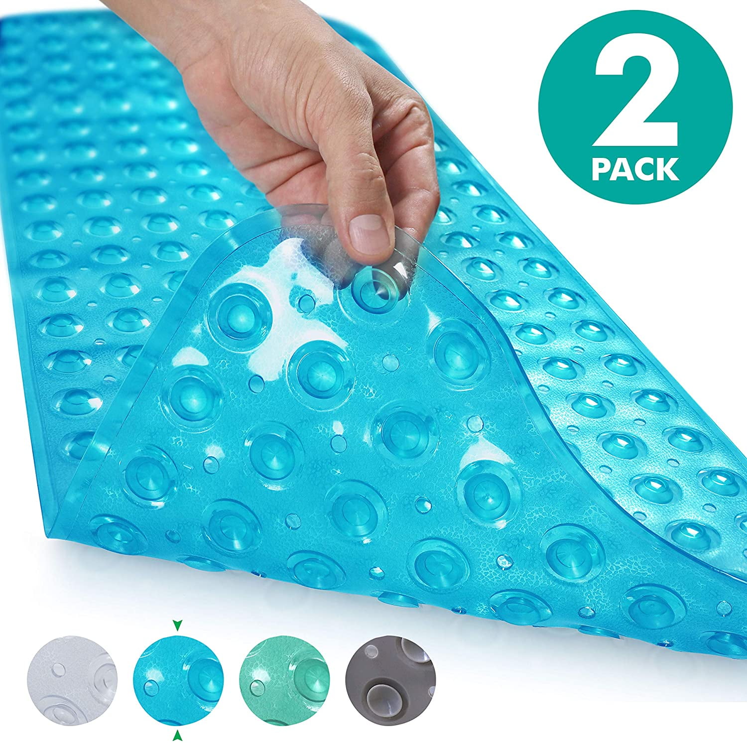 Tayyakoushi 2-Pack Bath, Shower, Tub Mat Blue (39x16) Non Slip, Mildew ...