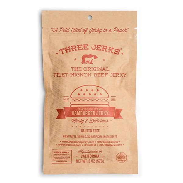Three Jerks The Original Filet Mignon Beef Jerky Hamburger Jerky 2 oz