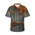 thumbnail image 2 of Picia White Horse Autumn Birch Gentle Cotton Regular Fit Short Sleeve Casual Hawaiian Shirt for Men-Small, 2 of 8