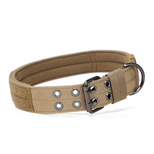 (XL, Marrón) Collar táctico para perros, collar militar ajustable de nailon para perros medianos y grandes para entrenamiento.