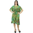 thumbnail image 7 of Bimba Womens Green Forest Print Rayon Caftan Beach Cover Up Sleep Wear Kaftan Dress, 7 of 7