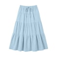 thumbnail image 4 of Women's Midi Skirts Elastic Waist Linen Blend Skirts Casual Daily Style Lightweight Breathable Drawstring Tiered Ruffle Hem Loose Fit Skirts, 4 of 5