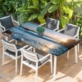 thumbnail image 2 of Beach Reef Table Cloths for 4 Foot Rectangle Tables, Shiny Sunset Ocean Waves Natural Seaside Patio Waterproof Elastic Fitted Tablecloths, Washable Rectangular Table Cover for Camping, 2 of 8