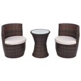 thumbnail image 2 of vidaXL 3 Piece Bistro Set with Cushions Poly Rattan Brown, 2 of 5