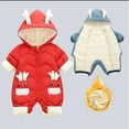 thumbnail image 5 of KYAIGUO Baby Girls Snowsuit 6-24 Months Infant Boys down Jacket Hooded Romper Jumpsuit Onesies Winter Thicken Bodysuit Outwear, 5 of 9