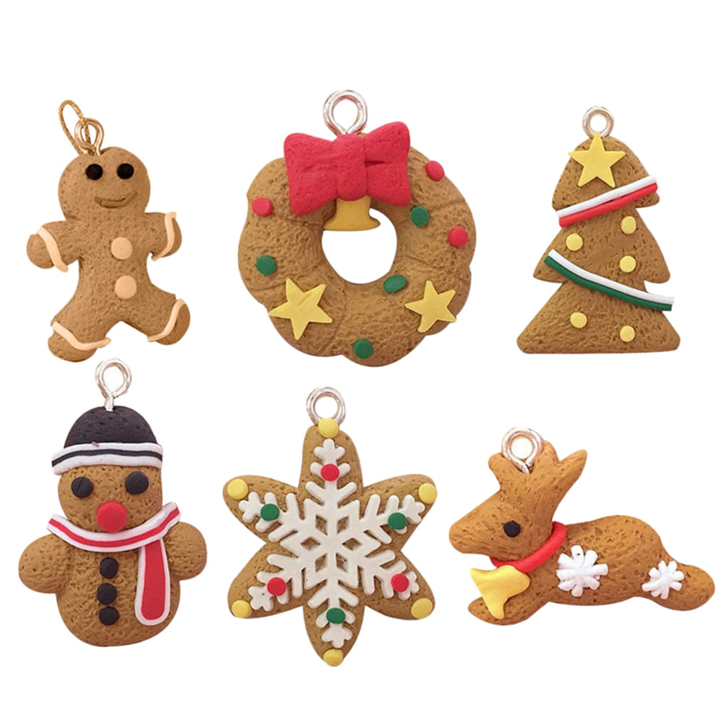 Adorable Small Christmas Charms Ceramic Gingerbread Ornaments