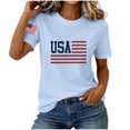 thumbnail image 5 of NTACZA Short Sleeve Going Out Tops for Women T‑Shirts Usa American Flag Print Crew Neck Casual Graphic Tees Festival Relaxed Fit Blue, 5 of 5