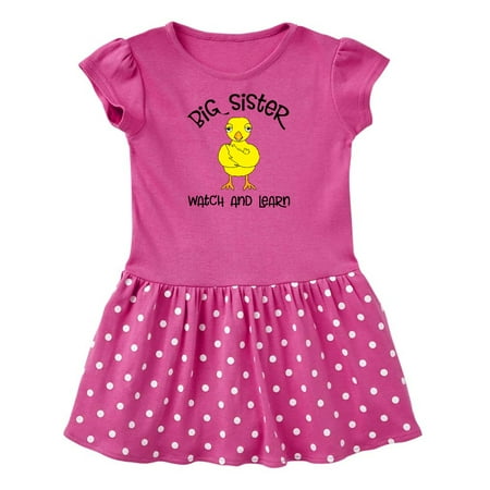 

Inktastic Big Sis Watch and Learn Gift Baby Girl Dress