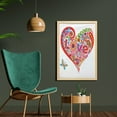 thumbnail image 2 of Groovy Wall Art with Frame, Hippie Heart Shape Colorful Flowers Butterfly Springtime Happy Days Design, Printed Fabric Poster for Bathroom Living Room, 23" x 35", Multicolor, by Ambesonne, 2 of 2