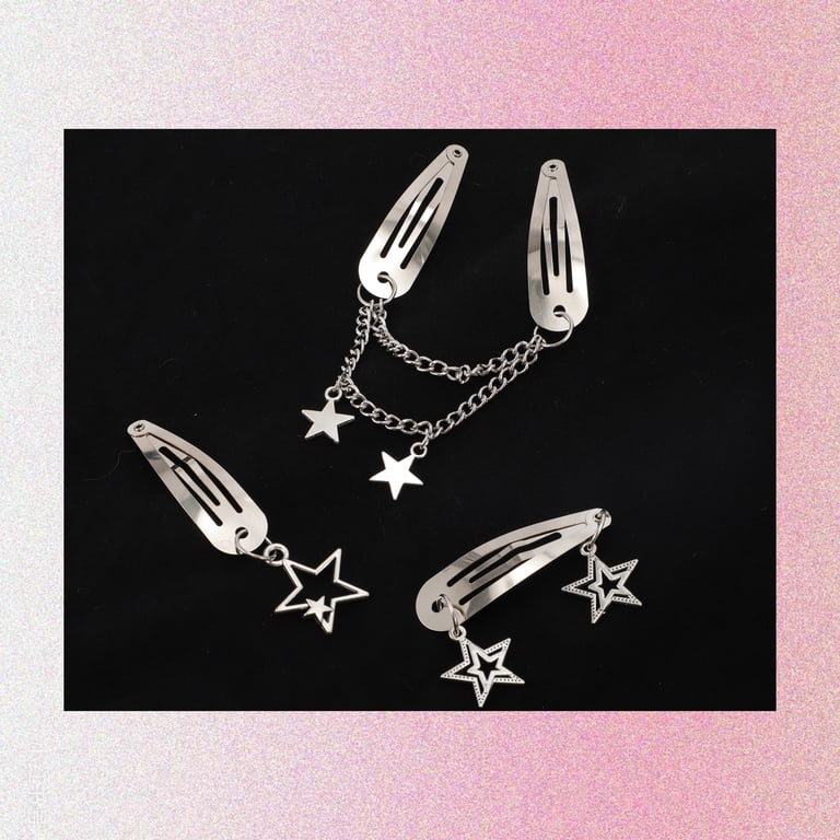 Y2K Accessories Set Alloy Plastic 60 Pieces Retro Jewelry Hair Clips Amazon.com : Yuxung 60 Pcs Silver Star Hair Clips for Women  main image 3