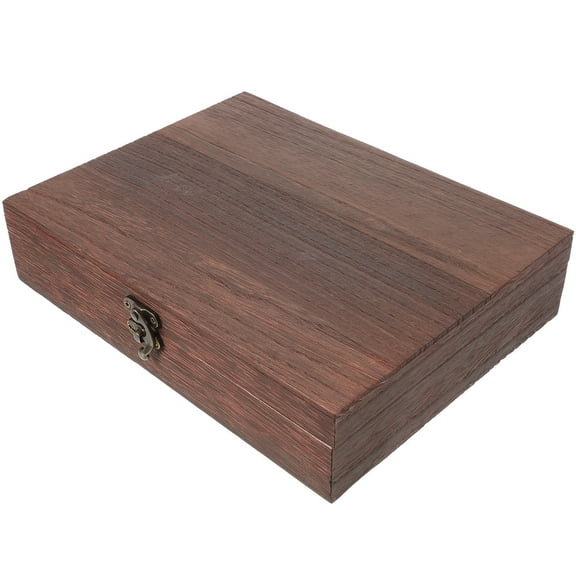 BESTONZON 1Pc Lockable Wooden Storage Box Brown Sturdy Practical Storage Organizer