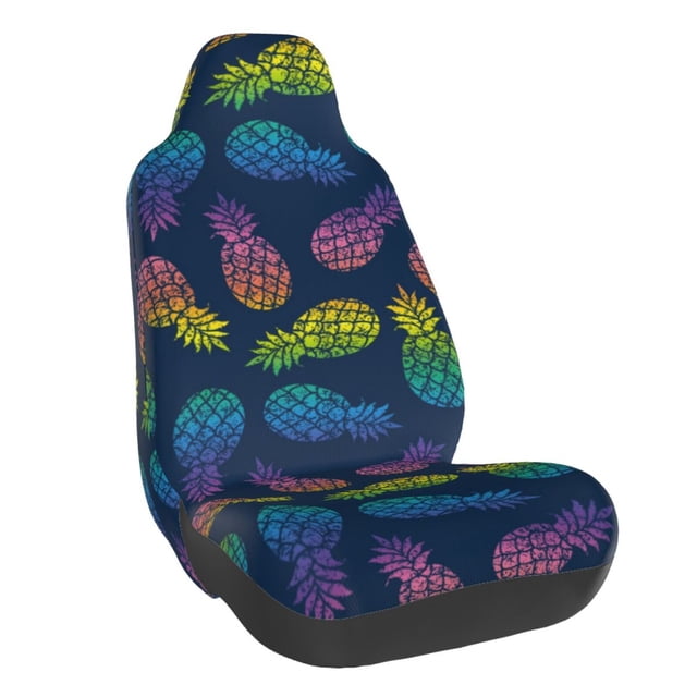 Wukai Abstract Bright Pineapple Fruit Retro Full Set Car Seat Covers with Soft Padding Universal Auto Front Seats Protector and Cushion Mat