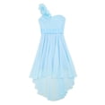 thumbnail image 4 of iEFiEL Girls Chiffon One Shoulder Flowers Wedding Bridesmaid High Low Dress Pageant Prom Ball Gown, 4 of 5