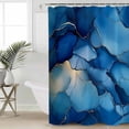 thumbnail image 4 of Abstract Blue Shower Curtain Set ，Waterproof Fabric Shower Curtains Golden Fluid Art Marble Stone Texture Modern Shower Curtains for Bathroom,Bathroom Decor 54x"78", 4 of 6