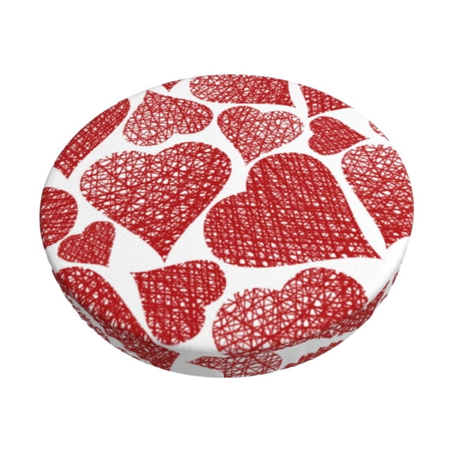 Easygdp Hearts Print Easy To Install Bar Stool Covers&Stool Covers Round&Elastic Stool Cover, Barstool Covers,Washable&Bottom With Elastic Edge-14 inch