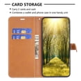 thumbnail image 4 of Feishell Case for iPhone 16 Plus Cloth Texture Premium PU Leather Simple Wallet Case [Credit Card Slots] [Kickstand] [Magnetic Closure] [Wrist Strap] Shockproof Flip Cover,Brown, 4 of 8