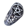 thumbnail image 3 of Pentacle Star Ring Unisex 316L Stainless Steel Wiccan Pagan Band Forge Jewelry, 3 of 4