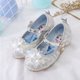 thumbnail image 1 of Nuevos zapatos de cristal para niñas de Disney, suela blanda, zapatos planos casuales de princesa elsa para niñas pequeñas, zapatos individuales de frozen para bebés, plantilla de 22 cm de 15cm Gao Jinjia LED, 1 of 2