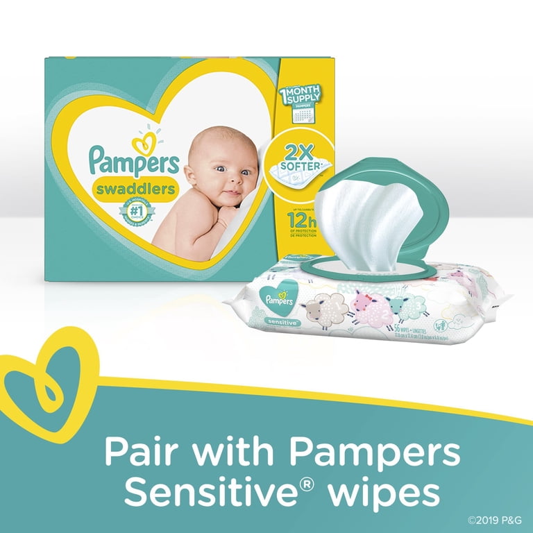 Pampers Swaddlers Diapers, Size 1, 140 Count - 2x Softer, 12 Hours