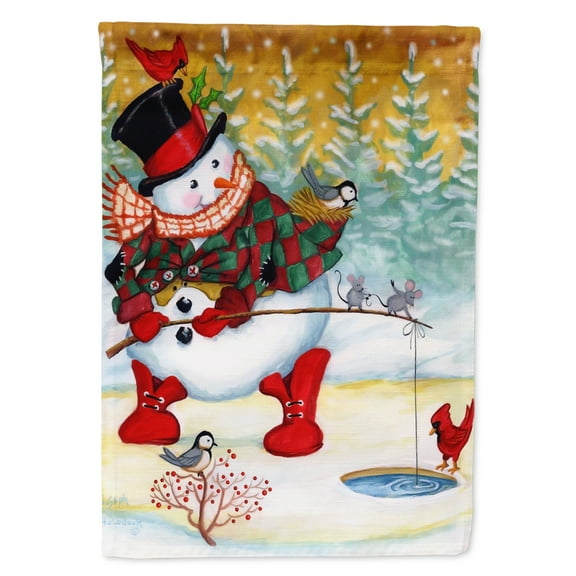 Carolines Treasures PJH3016GF Snowman Fishen Friends Flag Garden Size  Small multicolor