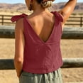 thumbnail image 5 of ZVNAΖH Women's V-Neck Tie Shoulder Tank Top, Linen Sleeveless Cami for Summer Casual, M-3XL, 5 of 5
