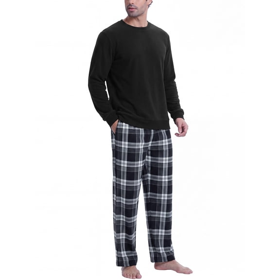 MINTREUS Mens Pajama Set 2-Piece Long Sleeve Lounge Sleepwear Pjs Sets with Pockets