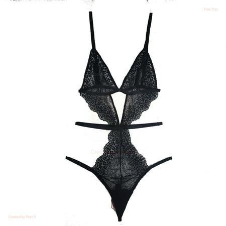 Size Medium Very Sexy One Piece Strappy Lace Teddy Lingerie V-string