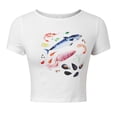 thumbnail image 4 of DHFJKG Crop Tops For Women Graphic Tee Ocean Animals Printed Crewneck Sexy Slim Fit T Shirt Summer Casual Going Out Versatile Top, 4 of 4