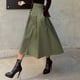 thumbnail image 2 of Faldas con lazo de cintura alta para mujer, moda coreana, faldas midi de corte A lisas y amplias, faldas ajustadas que combinan con todo, 2 of 4