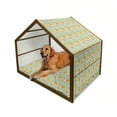thumbnail image 1 of Floral Pet House, Old Fashioned Composition with Abstract Carnations Lines Leaves, Outdoor & Indoor Portable Dog Kennel with Pillow and Cover, 5 Sizes, Tan Turquoise Marigold, by Ambesonne, 1 of 4