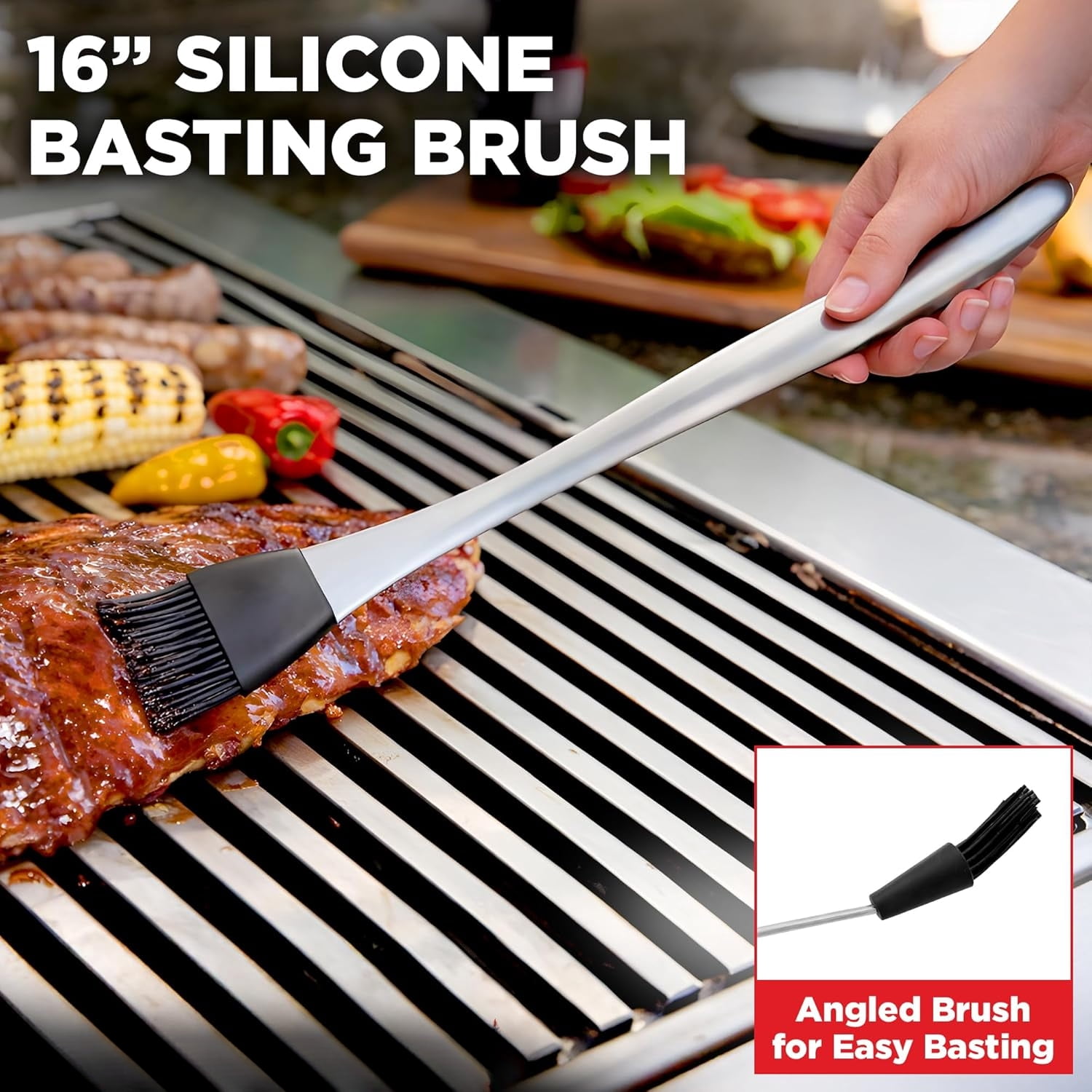 Grilling Accessories - BBQ Accessories Grill Set with Spatula, Fork, Brush & Tongs - Outdoor Barbecue Utensils, Fathers Day Gift for Dad Husband Men Him Boyfriend