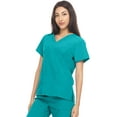 thumbnail image 4 of Hey Collection Scrubs 4-Way Stretch V-Neck Medical Scrub Top with Princess Seam, Teal, XL, 4 of 4