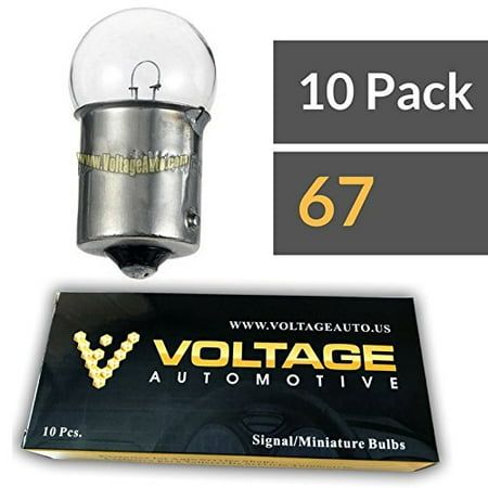 - (10 Pack) G18 67 Automotive Brake Light Turn Signal Side Marker Tail Light Miniature Bulb - Voltage Automotive- OEM Replacement